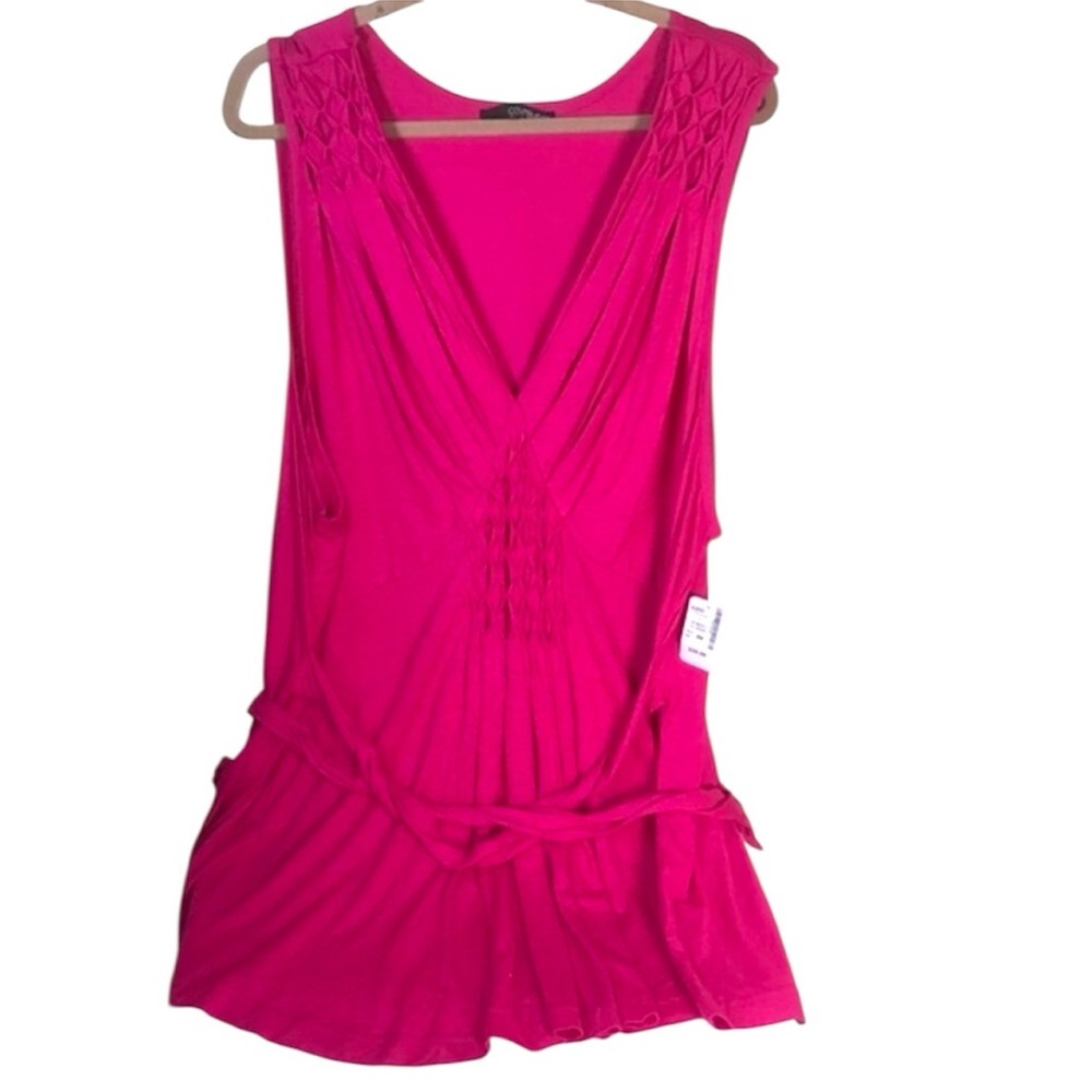 Penningtons NEW Smocking Detail Top Sleeveless Relaxed Fit Belt Stretch 5x Shirt